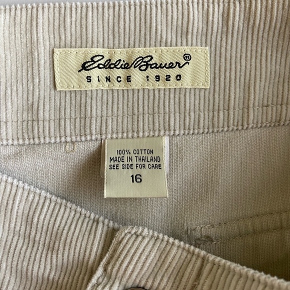Eddie Bauer Womens 16 Corduroy Maxi Skirt Tan Long Minimalist Modest Back Slit - Picture 3 of 9